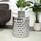 18" Silver Stainless Steel Drum Geometric Accent Table